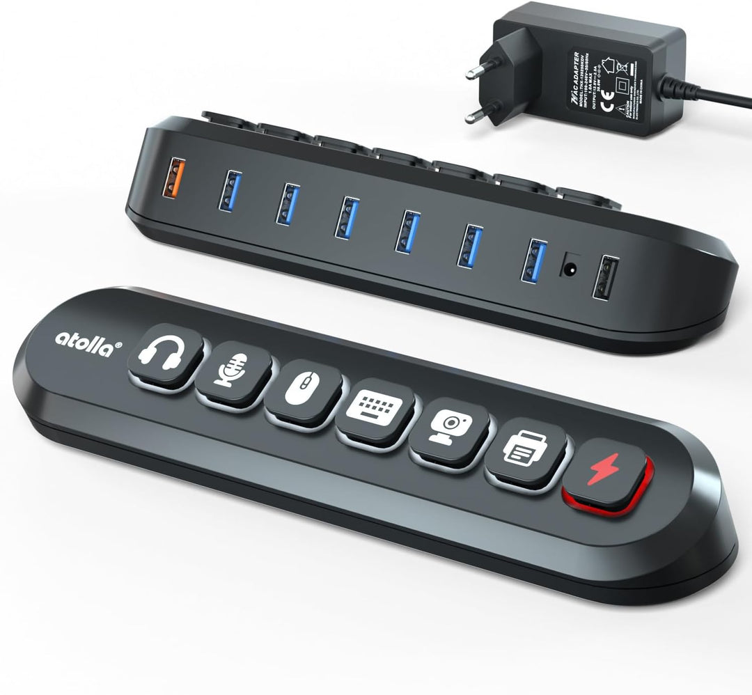 USB Hub Aktiv 3.0 mit Netzteil 36W, atolla Aktiver USB 3.0 Hub 5Gbps USB Verteiler und 1 Fast Charge