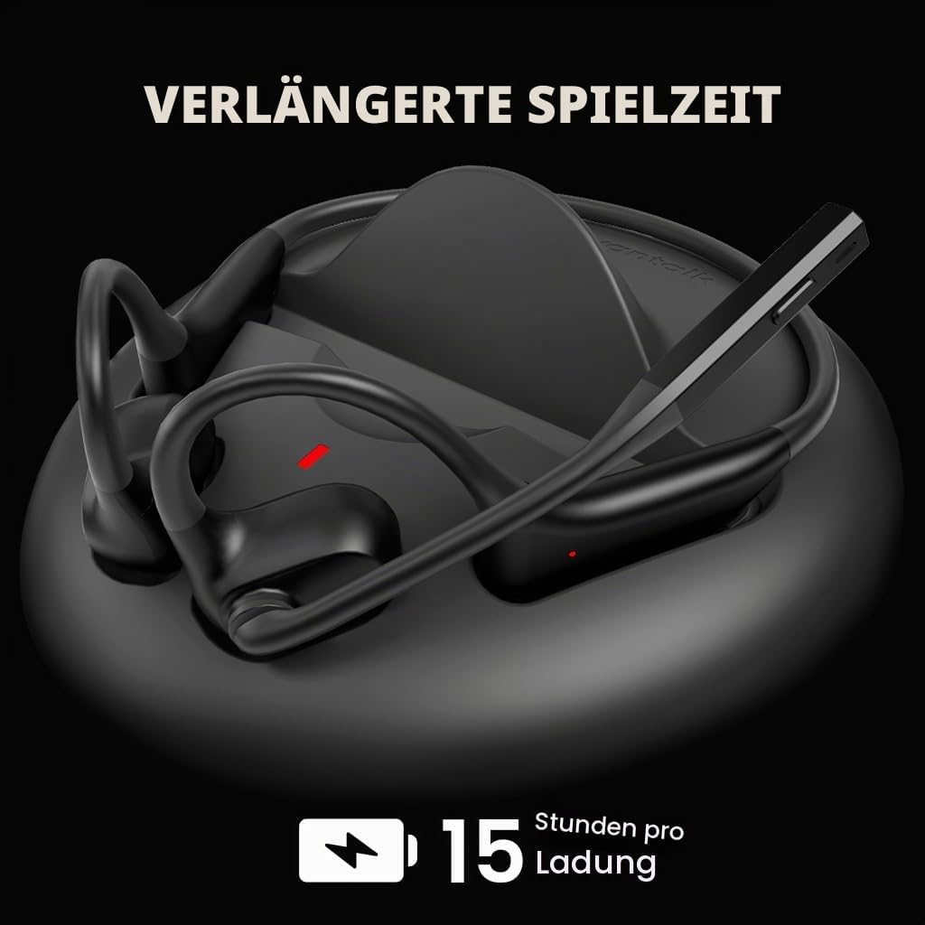 Avantalk Lingo N21 - Open-Ear Kabellos Headset mit Geräuschunterdrückendem Boom-Mikrofon &amp; Ladestati