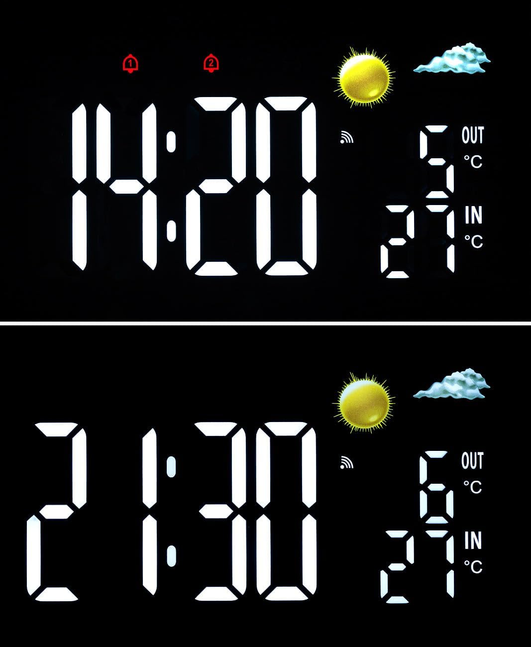 infactory Uhr Projektor: Funk-Wetterstation mit Projektionswecker, Aussensensor, USB, schwarz (Duala