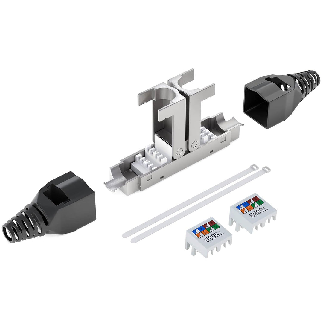 HB-DIGITAL 5x Cat7 LSA Netzwerkkabel Verbinder werkzeugloser mit Knickschutzhülle STP feldkonfektion