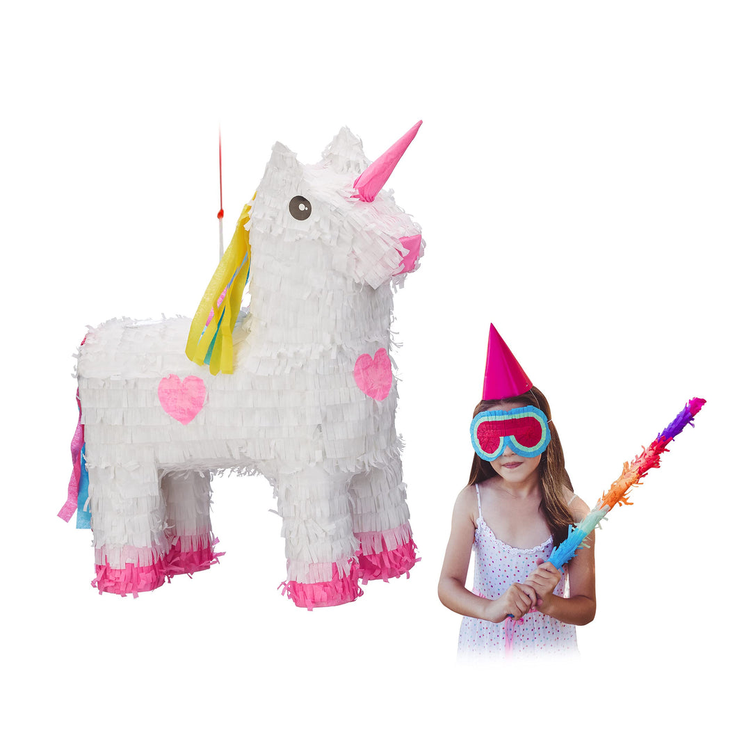 2er Set Pinata Einhorn, zum Aufhängen, für Kinder, Mädchen, Geburtstag, zum Befüllen, HxBxT: 47 x 43