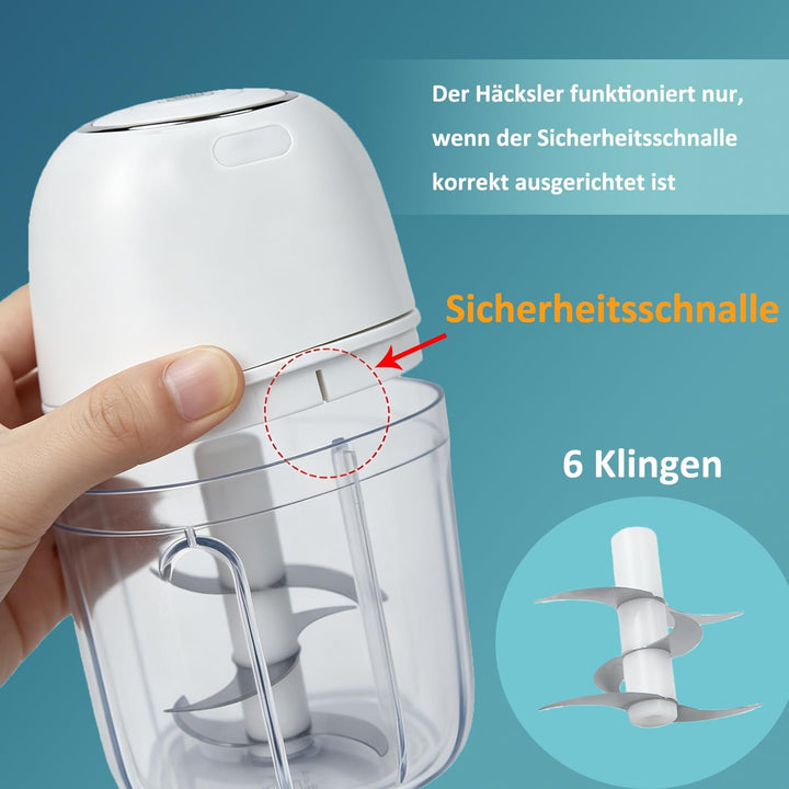 Mini Zerkleinerer Küche Elektrisch,Knoblauchpresse USB Aufladbar,Tragbarer Küchenmaschine,Blender Ha