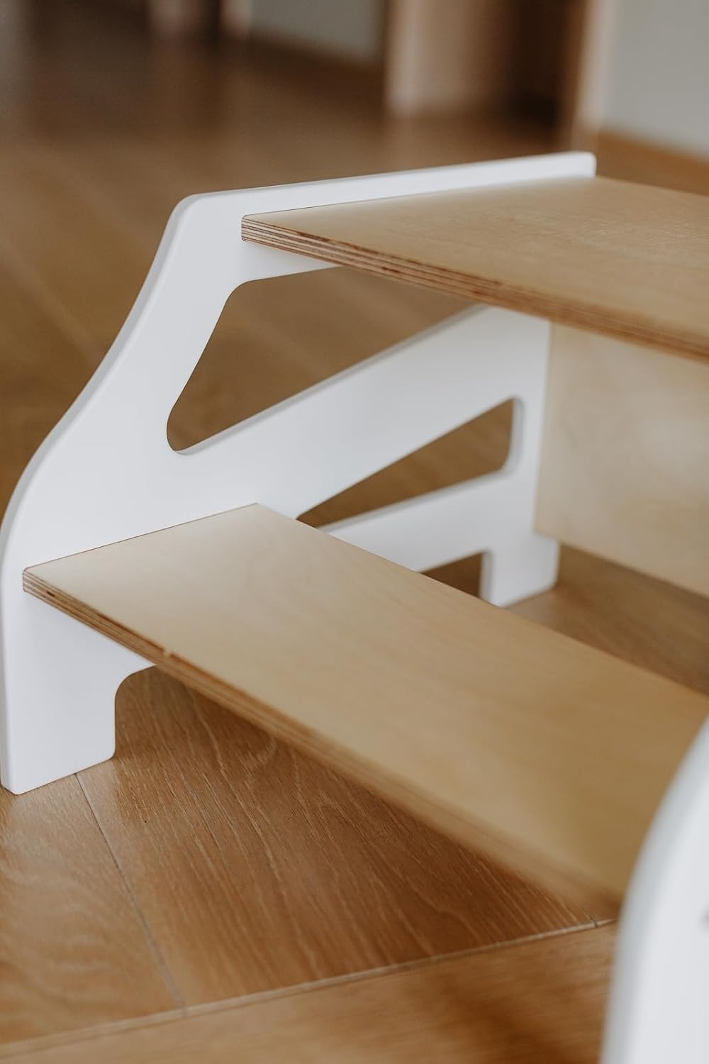 Weco Tritthocker mit 2 Stufen Streifendesign Holzhocker für Kinder Kindertreppchen Schemel Kindermöb