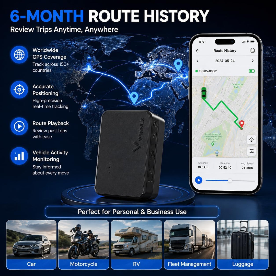 TKMARS Auto Mini GPS Tracker mit SIM, Echtzeit Ortung per APP, Magnetisch, 1500mAh Akku, GPS Sender
