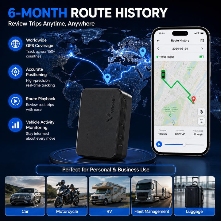 TKMARS Auto Mini GPS Tracker mit SIM, Echtzeit Ortung per APP, Magnetisch, 1500mAh Akku, GPS Sender