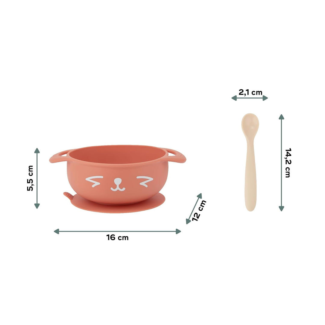 Babymoov Esslernset TAST'ISY Fox 15-24 Monate, Silikon-Kindergeschirr, inkl. Breischale und Löffel T