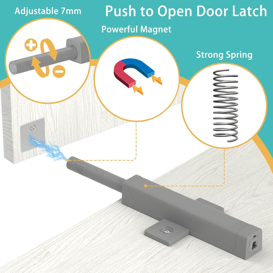 Push to Open Türöffner Jiayi 4 Stück Schwer Hochleistung Push Open Magnet Drucktüröffner Schrank Lei