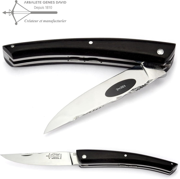 Arbalete G. David - Le Thiers Taschenmesser 12 cm - Doppelplatine - massive Griffschalen Ebenholz -