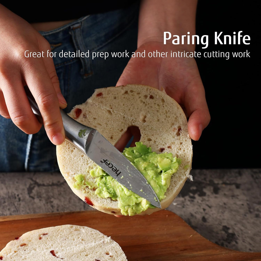 hecef Messerset 3 tlg, Scharfe Küchenmesser mit Edelstahlklinge und hohlem Griff, Kochmesser Set mit