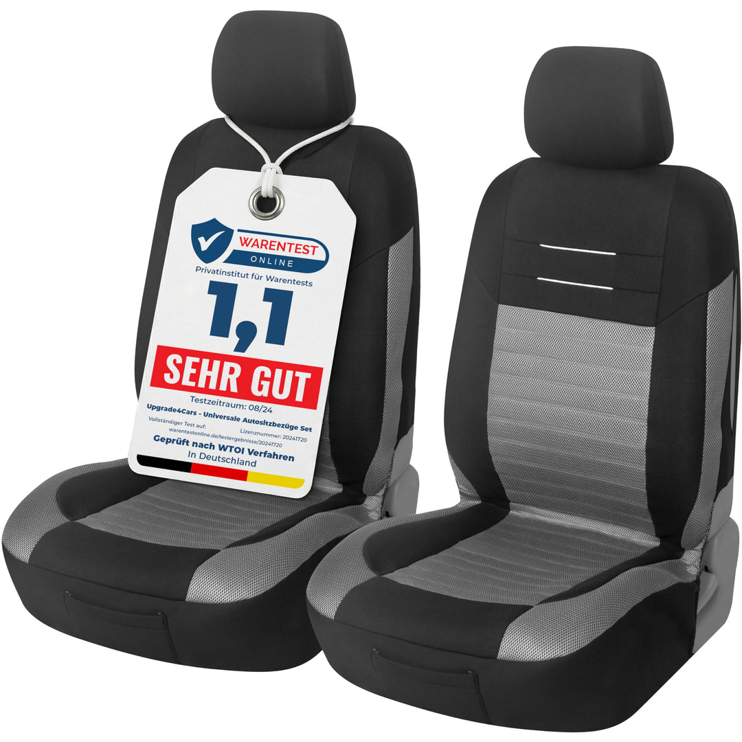 Upgrade4cars Auto-Sitzbezüge Vordersitze Grau Schwarz | Auto-Sitzbezug Set Universal | Auto-Schonbez