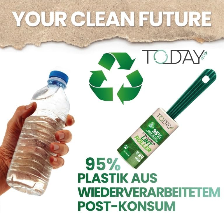 Today Eco - Fusselrolle 28 Rollen + Deckel + 2 Abroller 95% recyceltes Material - Fusselrolle Tierha