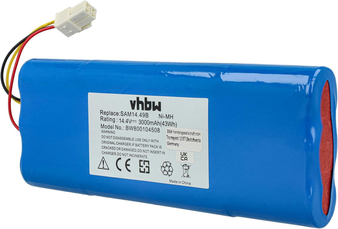 vhbw 1x Akku Ersatz für Samsung SAM14.49B für Home Cleaner Heimroboter (3000 mAh, 14,4 V, NiMH)
