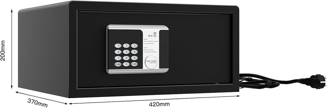 Rottner Möbeltresor RFID LAP 200V USB-C gleichschliessend Anthrazit Feuerfalz Notöffnung Innenbeleuc