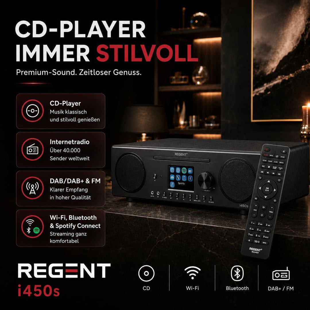Ferguson Regent i450s CD-Player Internetradio mit Netzwerkfunktion, Spotify Connect, AUX, USB, Bluet