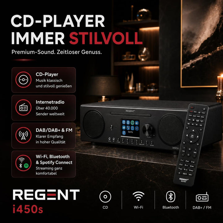 Ferguson Regent i450s CD-Player Internetradio mit Netzwerkfunktion, Spotify Connect, AUX, USB, Bluet