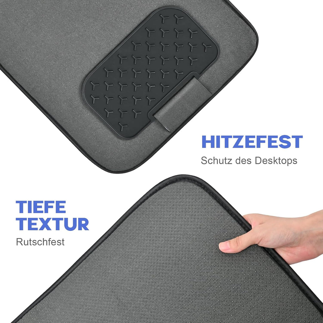 KINGRACK Bügelmatte, rutschfest, 80x42 cm, Schwarz | Extrem rutschfeste Oberfläche, hitzebeständig,