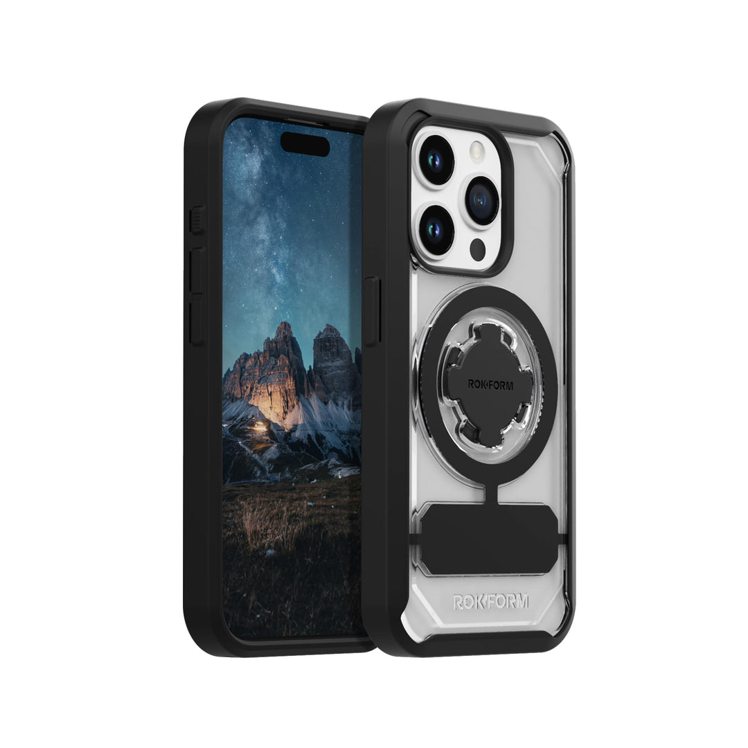 Rokform - iPhone 15 Pro Hülle, Crystal Series, magnetische klare iPhone 15 Pro Hülle mit RokLock Dre