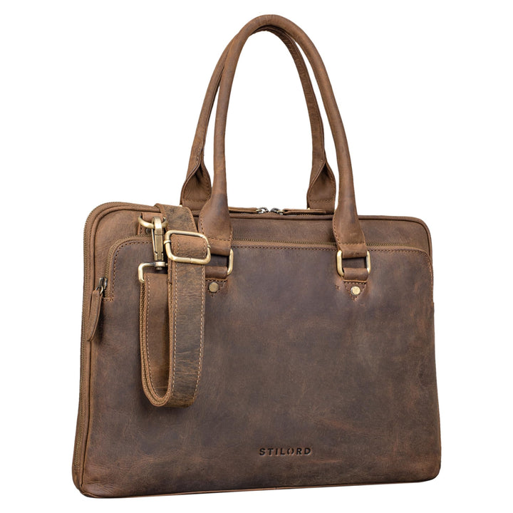 STILORD 'Joanna' Laptoptasche Damen elegant Leder Businesstasche Ledertasche Frauen Henkeltasche für