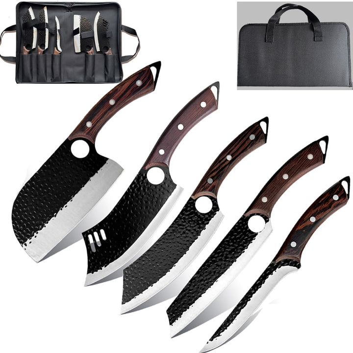 5 Stücke Kochmesser, Küchenmesser- Handgeschmiedet Chefmesser,Perfekt zum Schneiden Messer, Japanisc