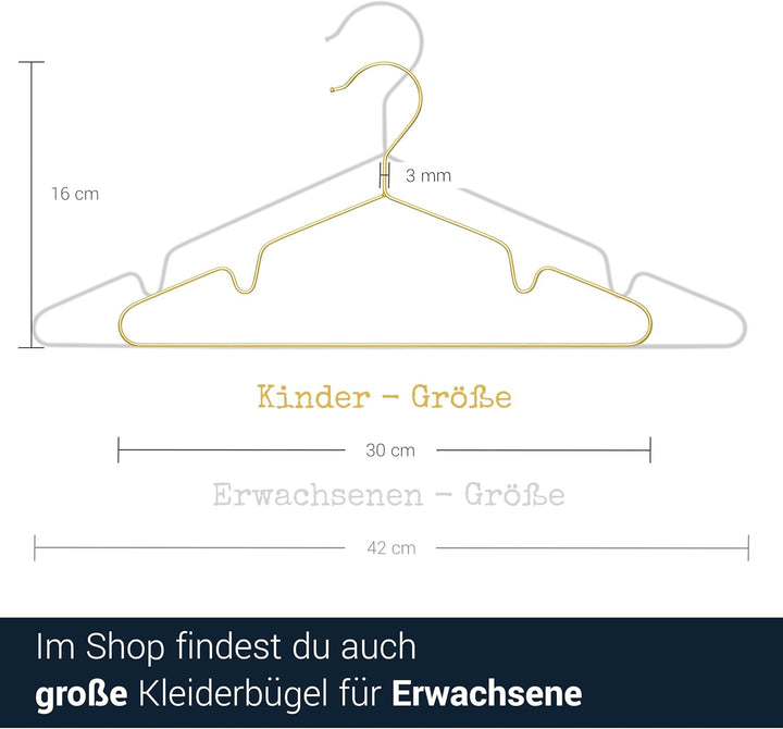 ROW&LINE® – Kinder Kleiderbügel (30 cm) – 20 Stück (Pastell blau) – platzsparende Kinderkleiderbügel