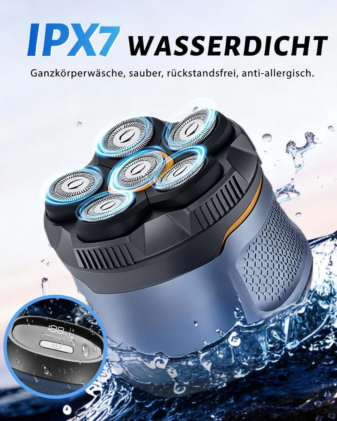 Glatzen Rasierer Herren, 2026 Verbessert Glatzenrasierer 6D mit Magnetischen Scherkopf, IPX7 Wasserd