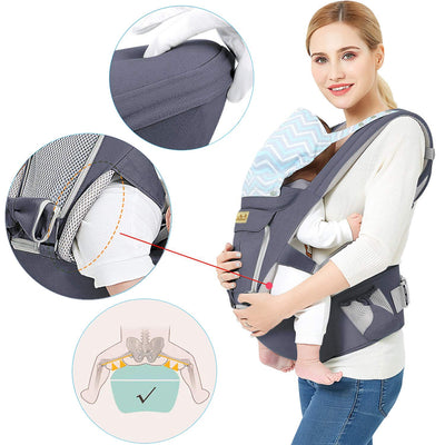 Viedouce Babytrage Ergonomische mit Hüftsitz/Reine Baumwolle Leicht und atmungsaktiv/Multiposition:D