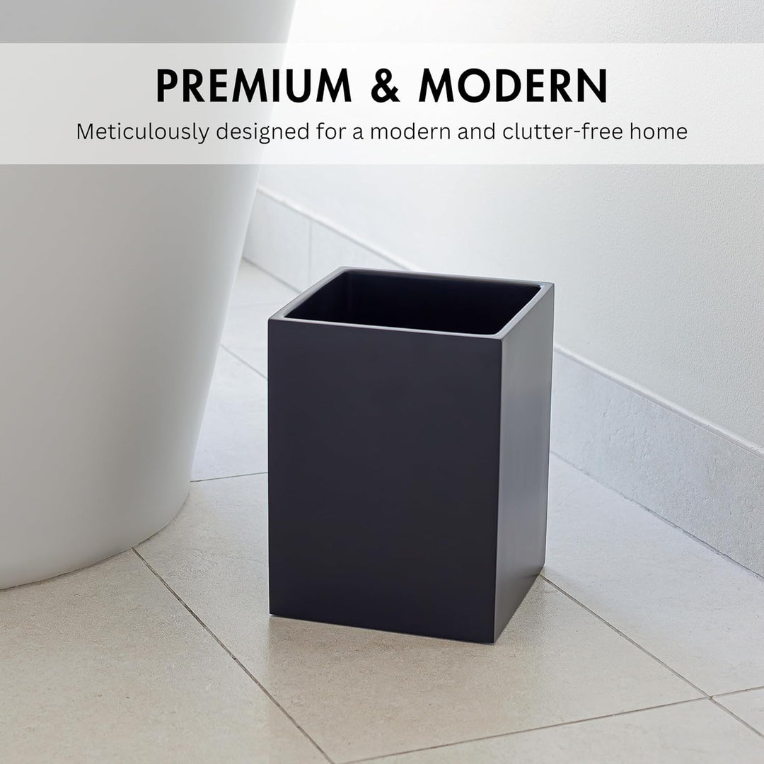 YEW DESIGN Kleiner Eckiger Mülleimer in Schwarz Matt, 7,5 L / 2 Gallonen – Papierkorb für Zuhause, B