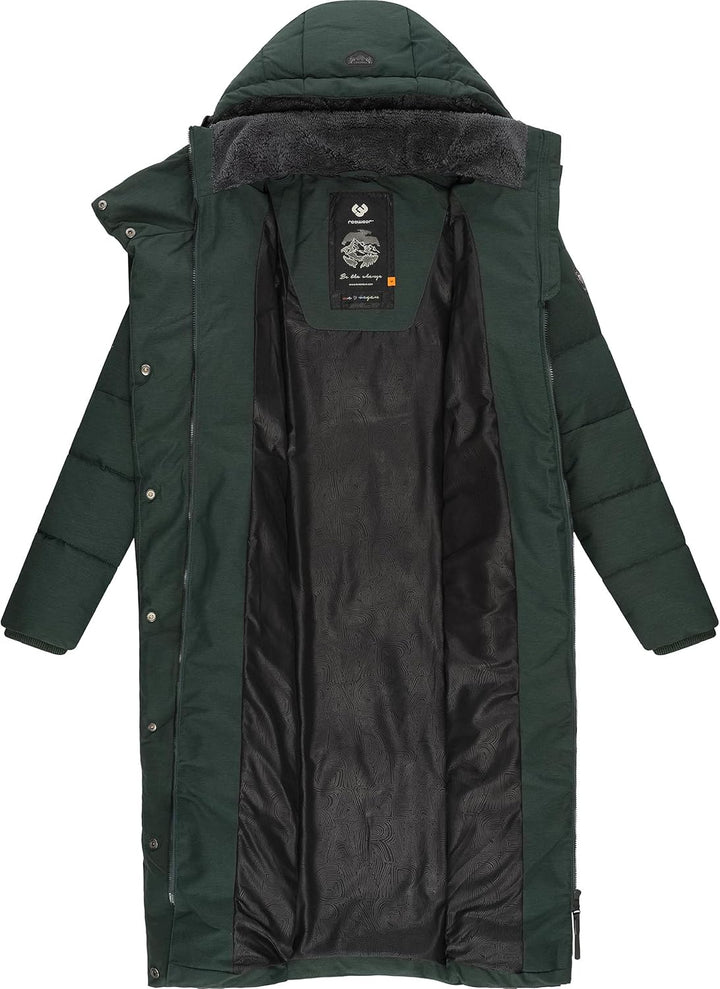 Ragwear Damen atmungsaktiver Wintermantel warmer wasserdichter Steppmantel lang mit Kapuze Pavla Lon