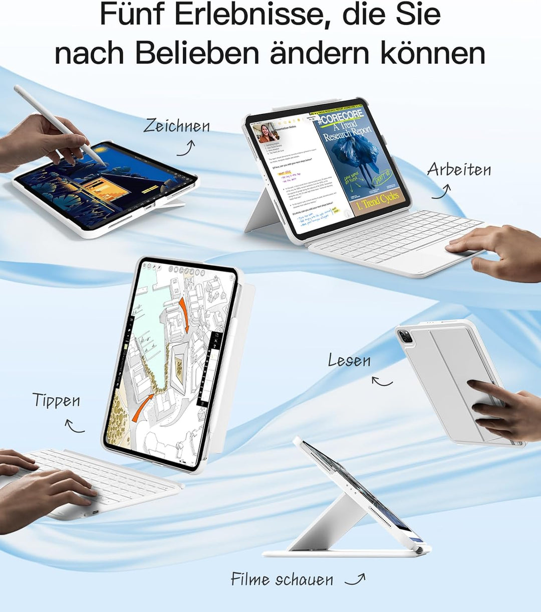 Inateck Hülle mit Tastatur,Ultraleichte Tastatur für iPad 10/11 Generation A16 2025 11 Zoll,iPad Air