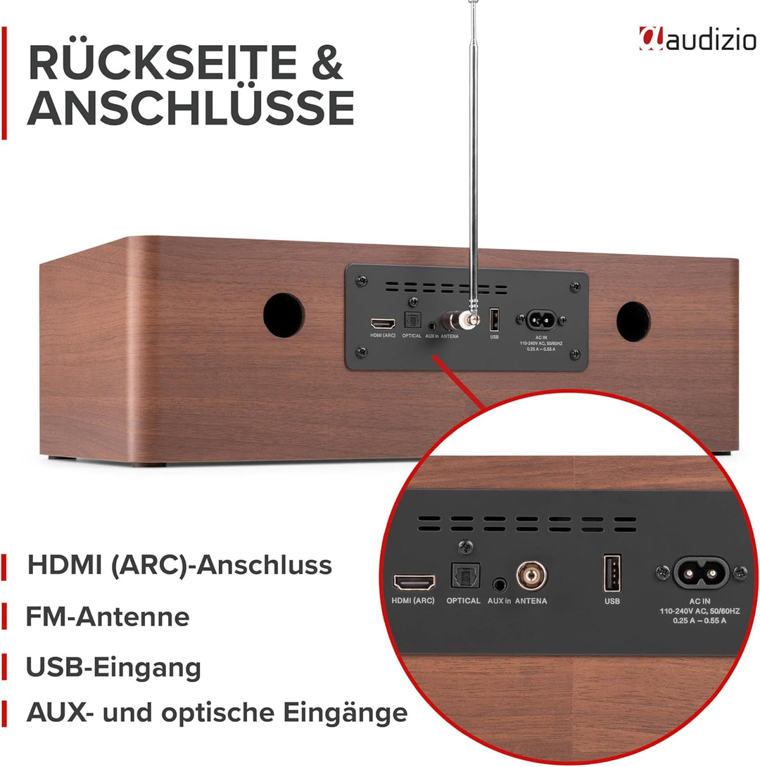 Audizio Lunata - DAB Radio mit CD Player, 100W Stereoanlage mit CD & Bluetooth 5.3 - Musikanlage mit