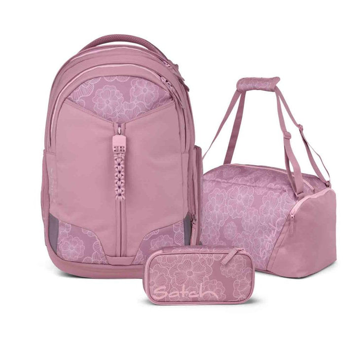 Satch Match Schulrucksack Set 3tlg. inkl. Schlamperbox und Sporttasche (Magnolia Dream), Magnolia Dr