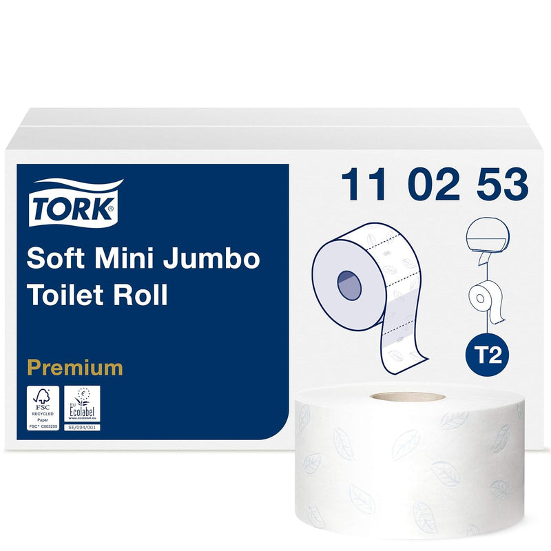 Tork 110253 Toilettenpapier Mini Jumbo Soft Premium - Weiss - 2-lagig - Satz von 1 Rolle - 1 x 1214