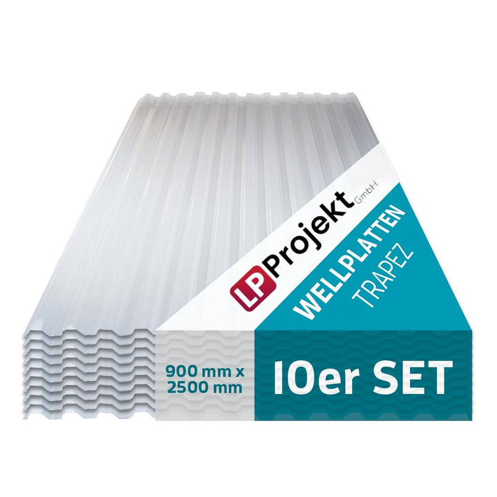 LP Projekt Trapez Wellplatten 90x250 cm - 10er-Set robust &amp; leicht-Dachplatten | UV-beständig &amp; wett