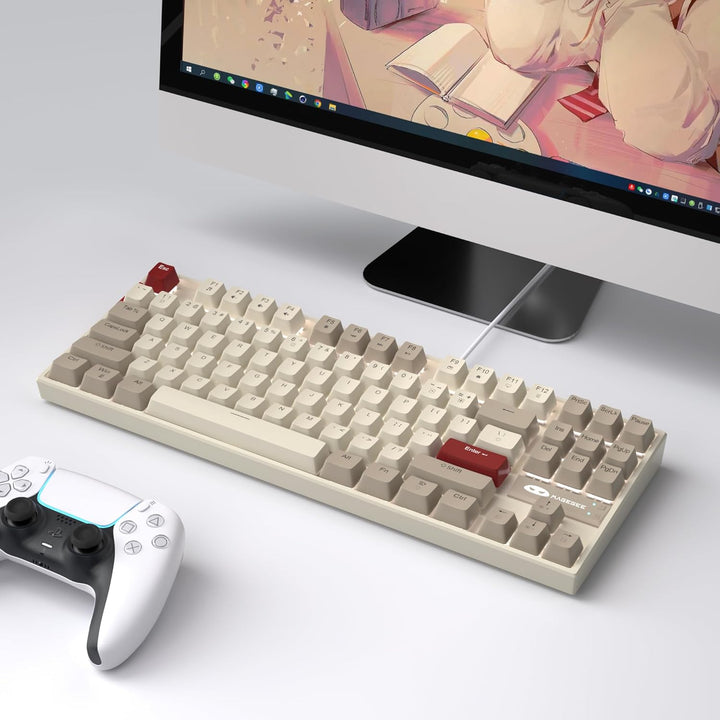 MageGee 75 % mechanische Gaming-Tastatur mit roten Schaltern, LED-blau beleuchtete Tastatur, 87 Tast