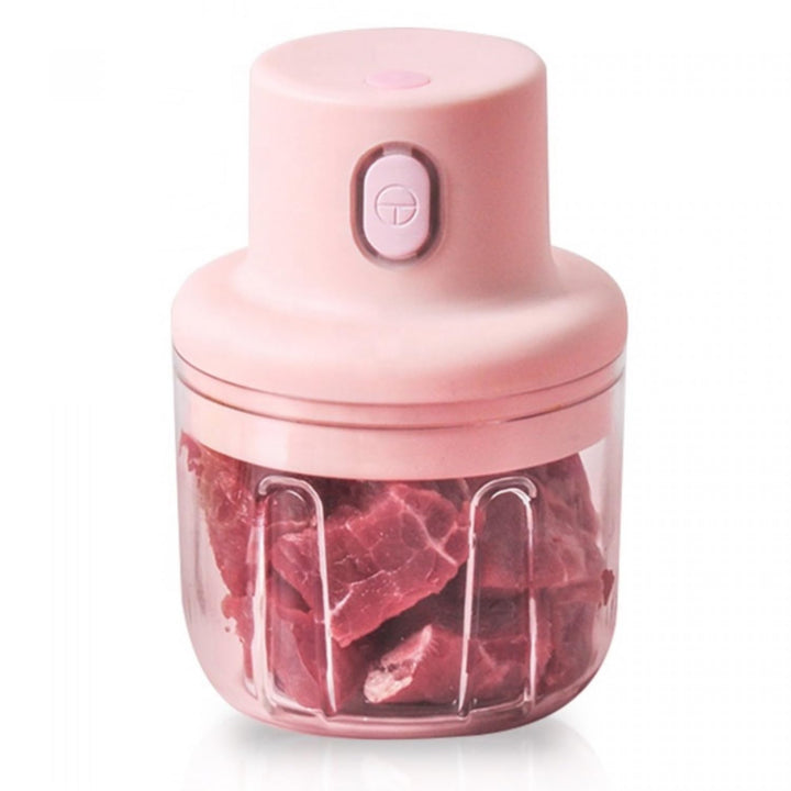 Herzberg, HG03176-PNK, Tragbarer drahtloser elektrischer Zerkleinerer 250ml Rosa, Edelstahlklinge, 4