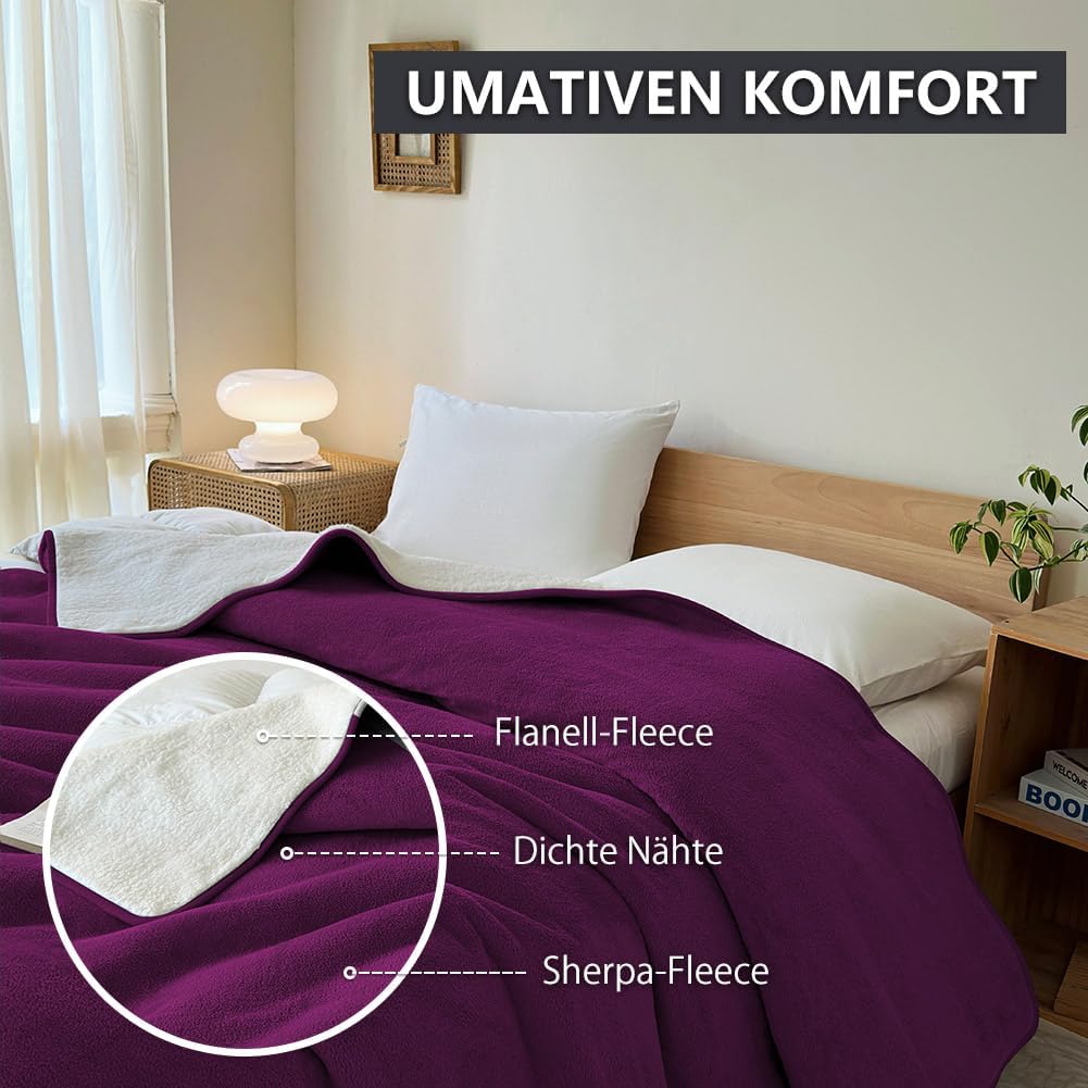 NSNLGSGC Wasserdichte Decke 152x127cm für Paare, Verliebte, Erwachsene und Kinder - Flanell-Sherpa L