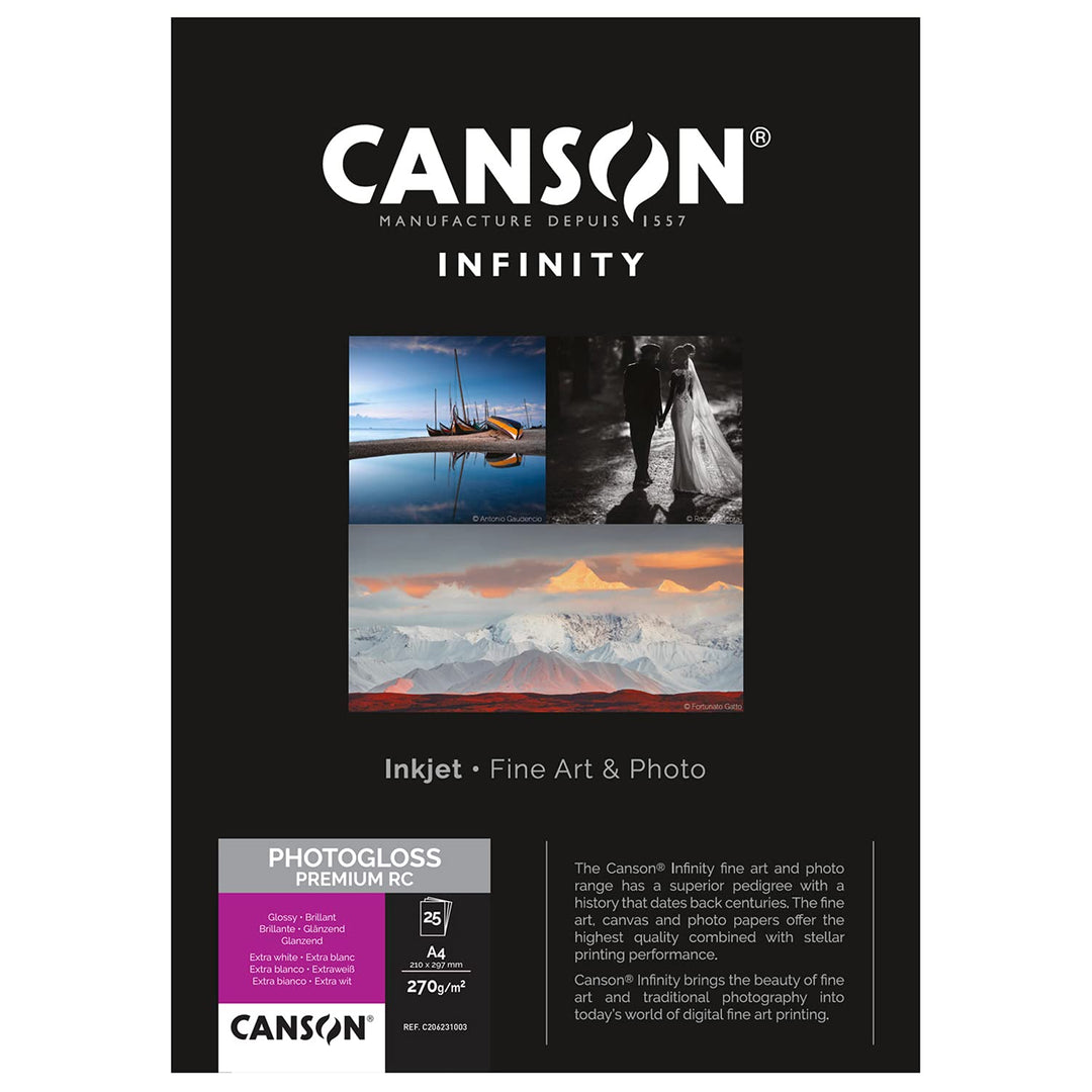 Canson 206231003 PhotoGloss Premium RC Box, Photopapier, A4 A4 21x29,7 cm -25 feuilles, A4 21x29,7 c