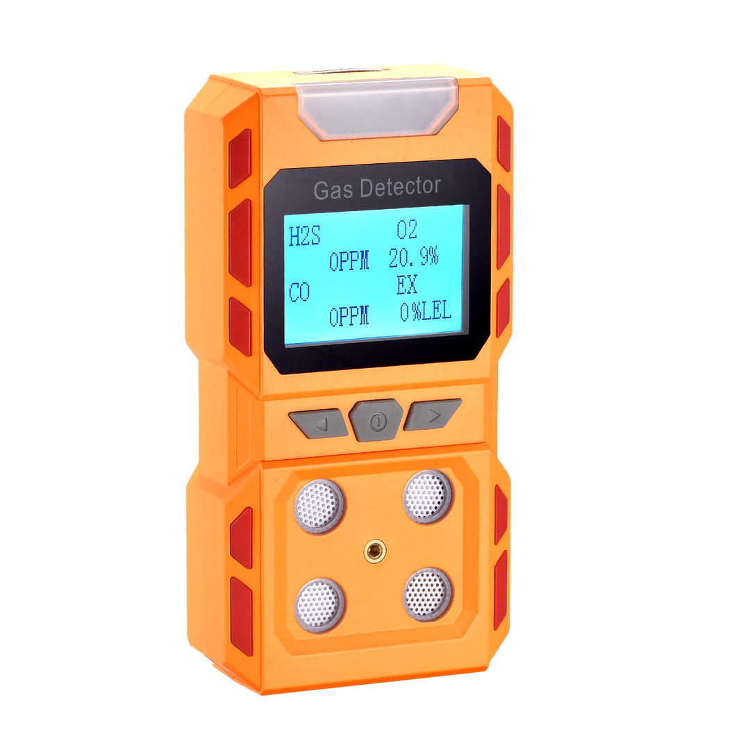 Scondaor Tragbarer 4-in-1-Gasmelder, tragbarer Gaslecksuchgerät mit digitaler LCD-Anzeige, 4-Gas Mes