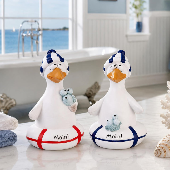 Pommerntraum® | 2er Set Dekomöwen Möwenfiguren Maritime Deko Möwen Vögel | Ostseedeko Nordseedeko Kü