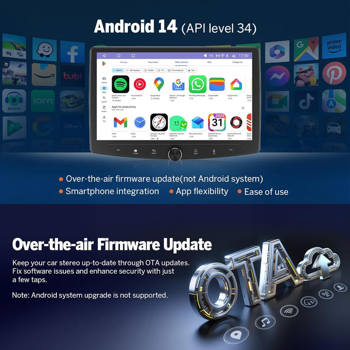 Eonon 10,1 Zoll Android 14 Radio Stereo Double Din GPS 4G LTE CarPlay Android Auto MirrorLink Blueto