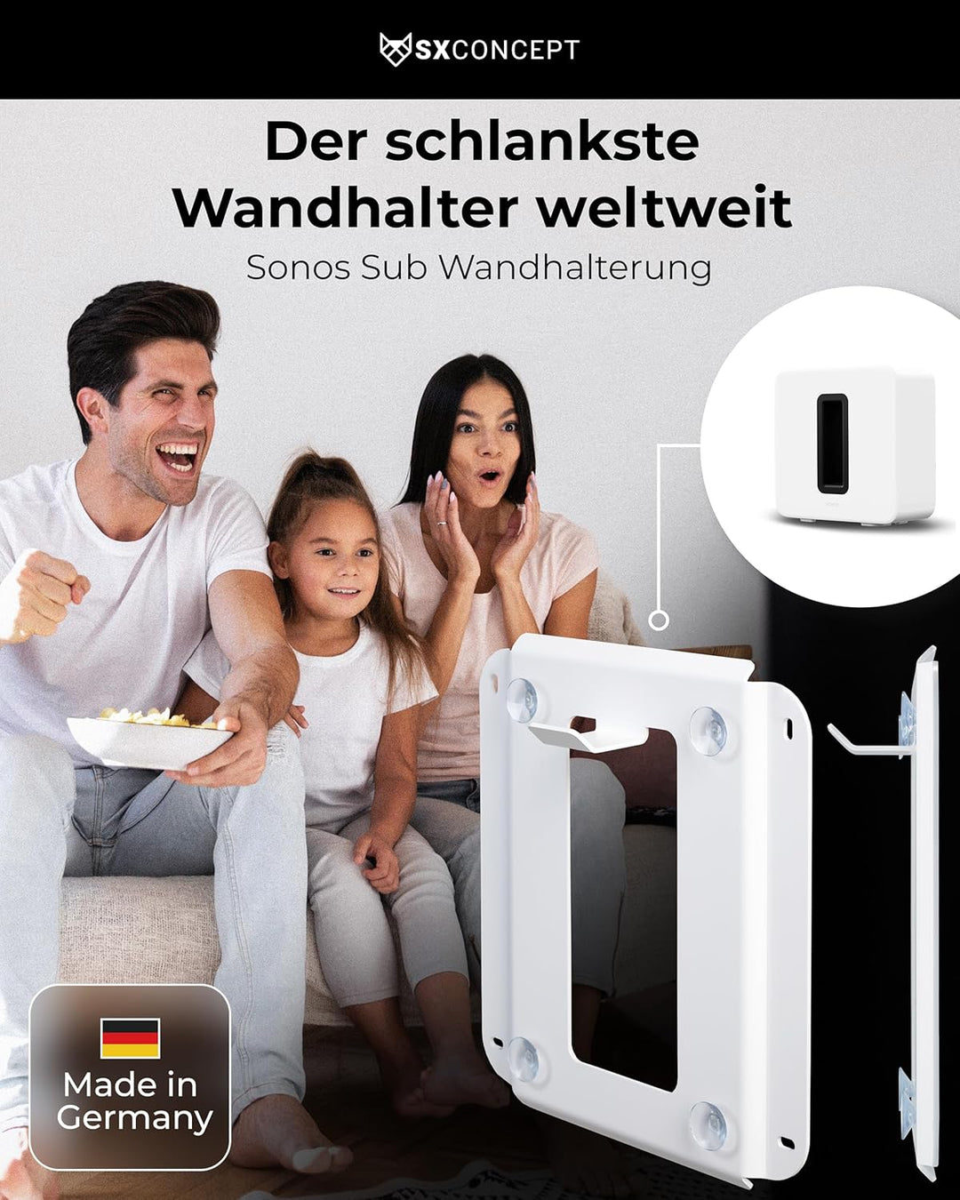 SX-Concept Wandhalterung für Sonos Sub | Minimalistisches Design | geringer Wandabstand | Made in Ge