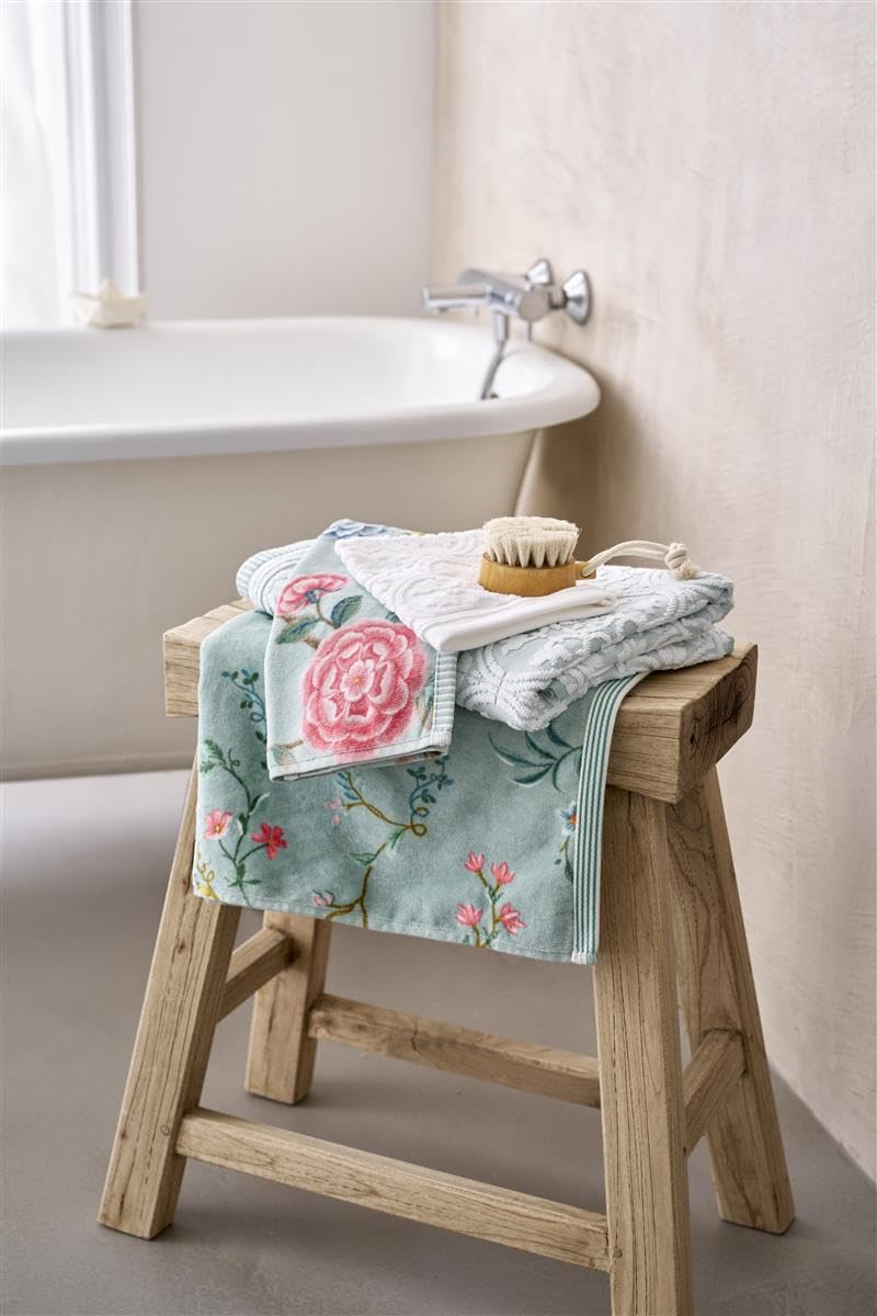 Pip Studio Les Fleurs Handtuch Blue 55x100cm (1 Stück) Blau Handtuch 55 x 100 cm, Blau Handtuch 55 x