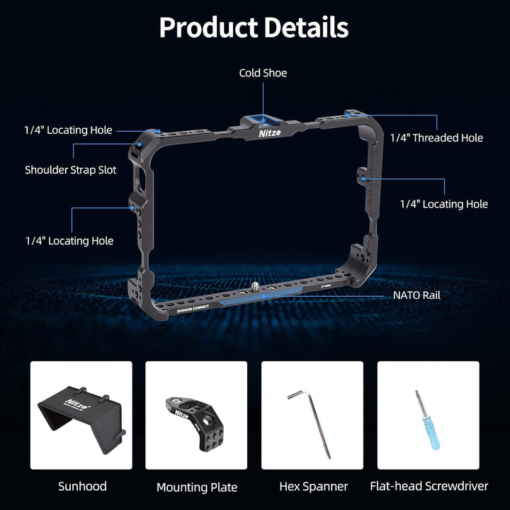 Nitze Käfig für Atomos Shogun Connect, Monitor Cage für Atomos Shogun Connect/Shogun/Shogun Ultra mi