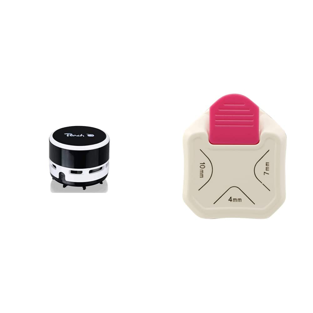 Peach PA105 Mini Staubsauger schwarz & Vaessen Creative 2137-037 3 in 1 Eckenstanzer, aus Metall und