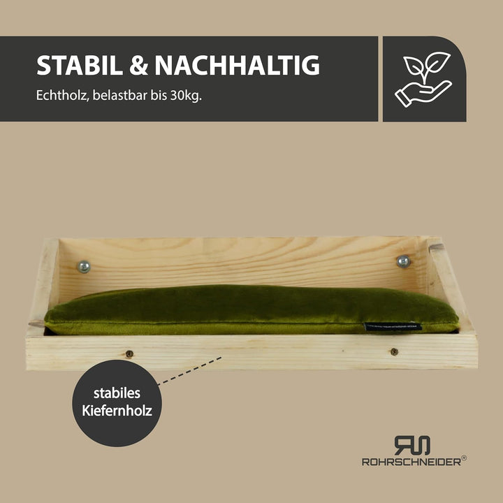 Rohrschneider Katzenbett Wand | Made in EU | Kletterwand Katzen | aus Kiefernholz | belastbar bis 30