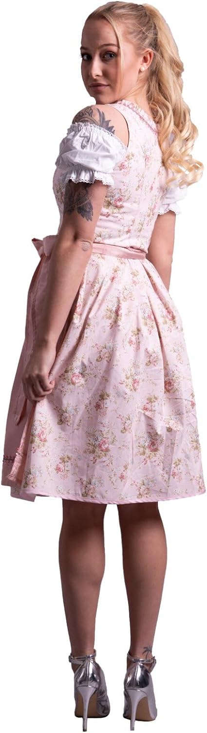 Dirndl Set Trachtenkleid Rose feingeblümt 538GT (42)