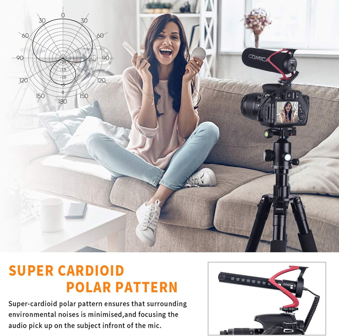 COMICA CVM-V30 LITE Super-Kardioid Kamera Mikrofon, 3.5mm Richtmikrofon für Camera, DSLR-Kameras, Ca