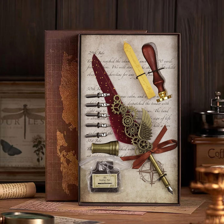 Füllfederhalter, Quill Pen, Kalligraphie-Füllfederhalter, antik, handgefertigt, mit Tinte, ideal für