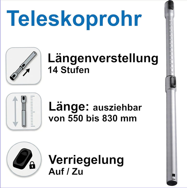 Teleskoprohr Rohr Staubsauger kompatibel mit Philips Performer Compact 3000 series FC8370/09 FC8375/