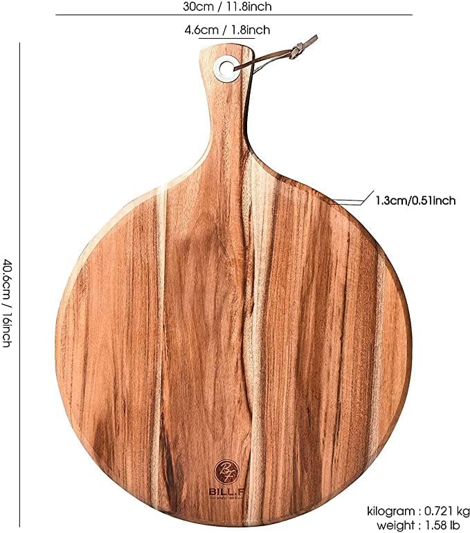 BF BILL.F SINCE 1983 Pizzateller Schneidbrett aus Holz,Schnittfestes Pizzabrett, Serviertablett,Pizz